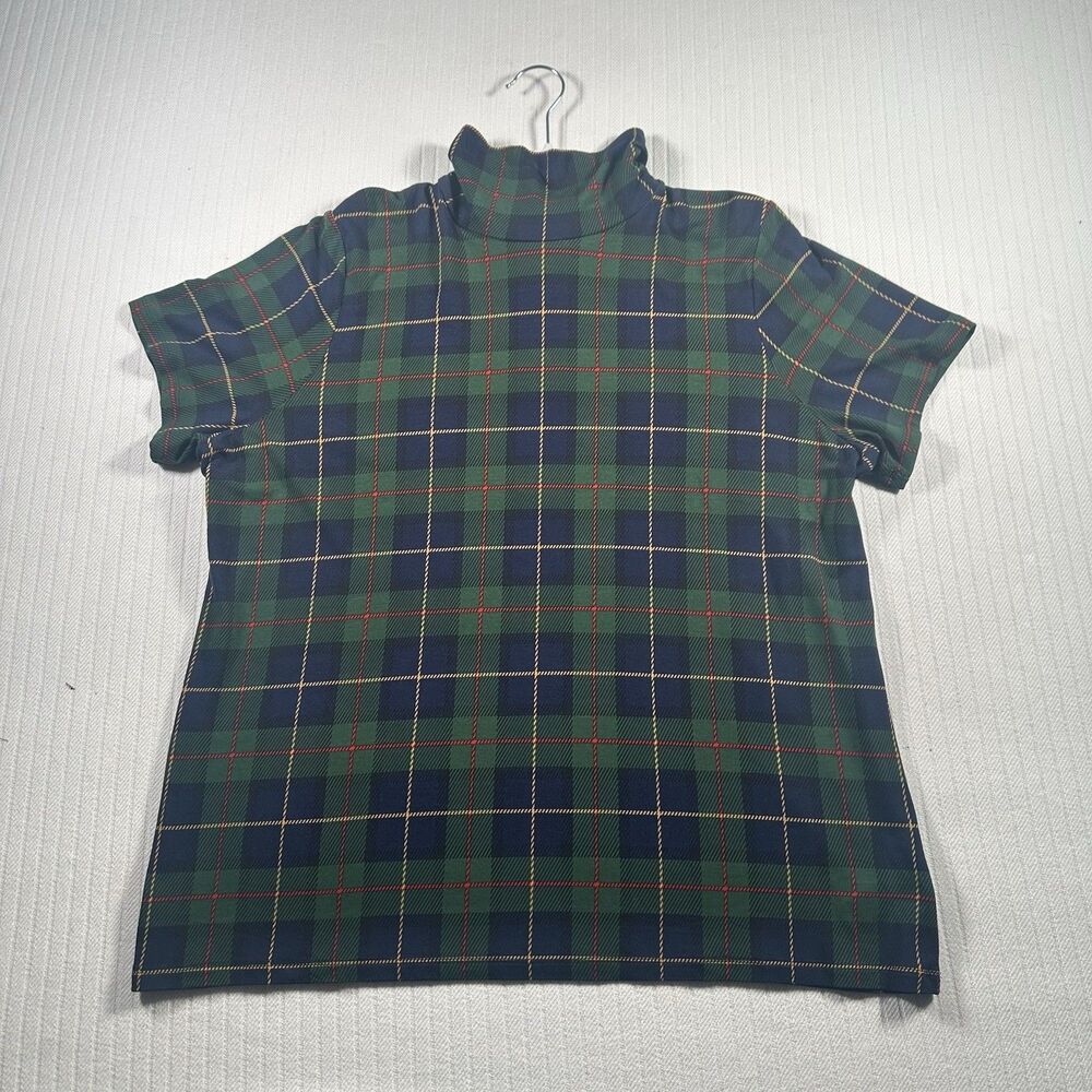 Lauren Ralph Lauren Plaid Turtleneck Top Womens 2X NWT Short Sleeve Mock Neck
